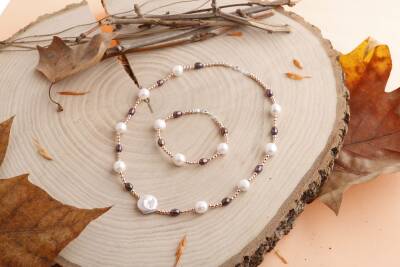 Gün Işığı, Hematit Aksesuar İnci Takı Seti - 2