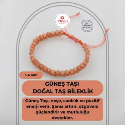 Güneş Taşı 3-4mm Çift Sıra Doğal Taş Bileklik - Doğal Taş (1)