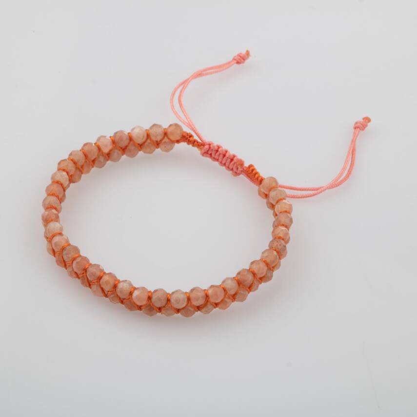 Güneş Taşı 3-4mm Çift Sıra Doğal Taş Bileklik - 4