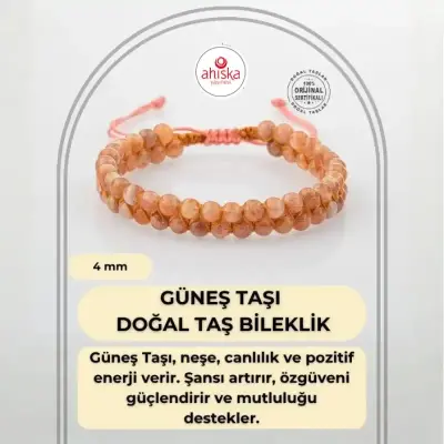 Güneş Taşı 4mm Çift Sıra Doğal Taş Bileklik - Doğal Taş (1)