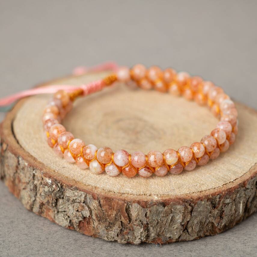 Güneş Taşı 4mm Çift Sıra Doğal Taş Bileklik - 1