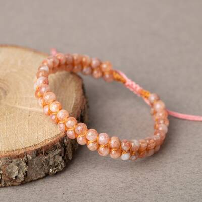 Güneş Taşı 4mm Çift Sıra Doğal Taş Bileklik - 2