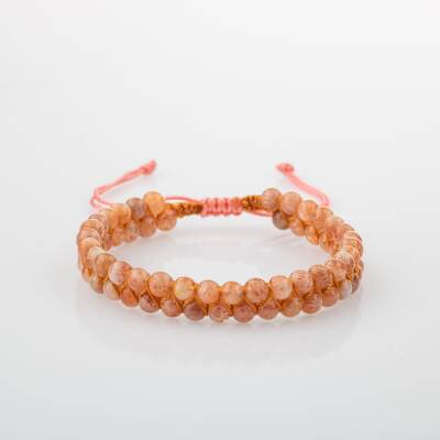 Güneş Taşı 4mm Çift Sıra Doğal Taş Bileklik - 4