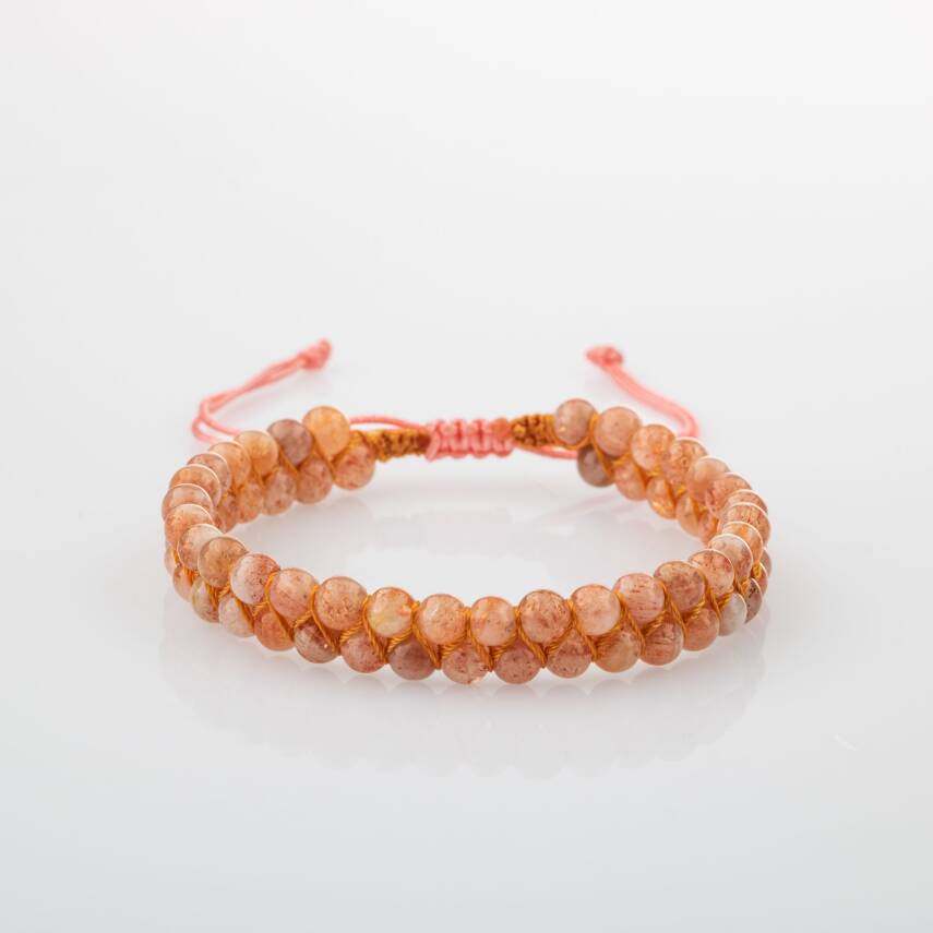 Güneş Taşı 4mm Çift Sıra Doğal Taş Bileklik - 4