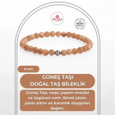 Güneş Taşı 6mm Doğal Taş Bileklik - 1