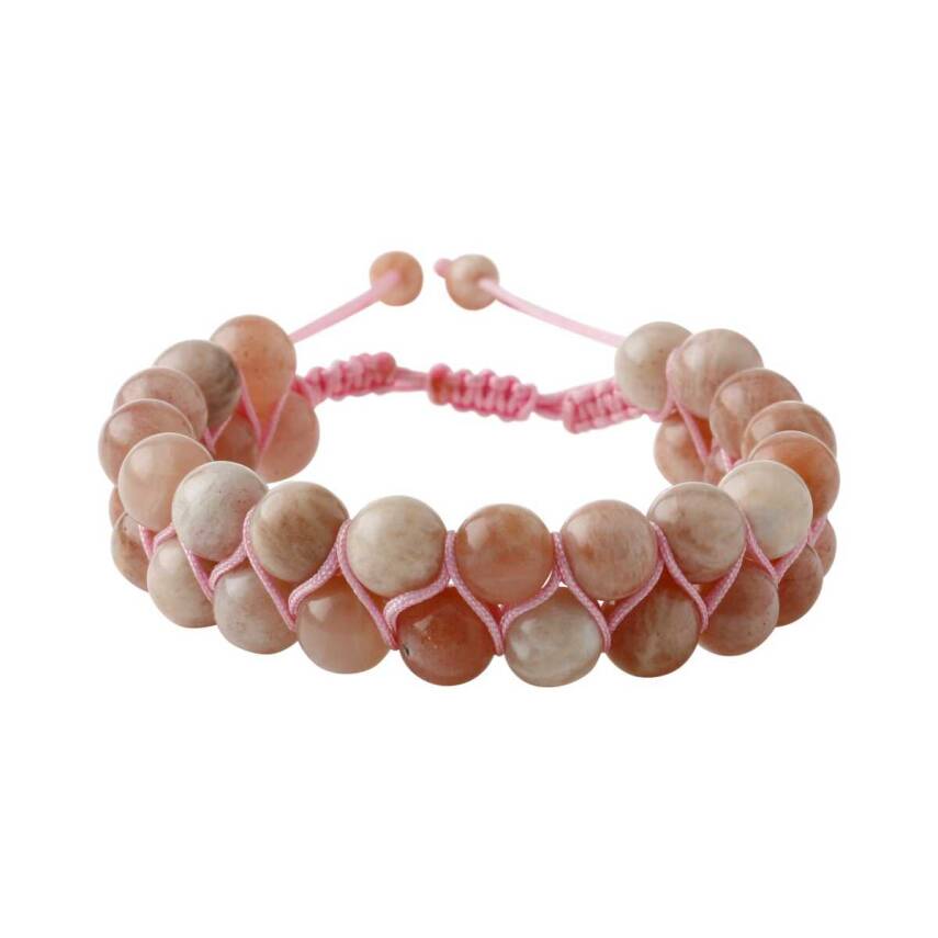 Güneş Taşı 8mm Çift Sıra Makrome Doğal Taş Bileklik - 4