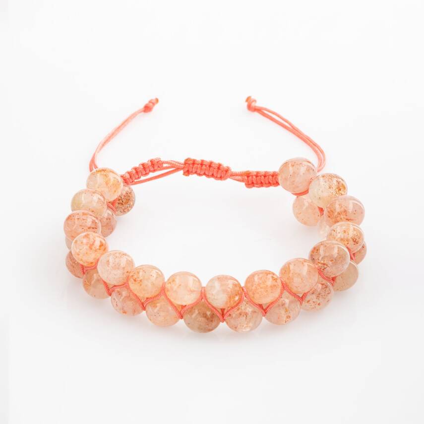 Güneş Taşı 8mm Çift Sıra Makrome Doğal Taş Bileklik - 1