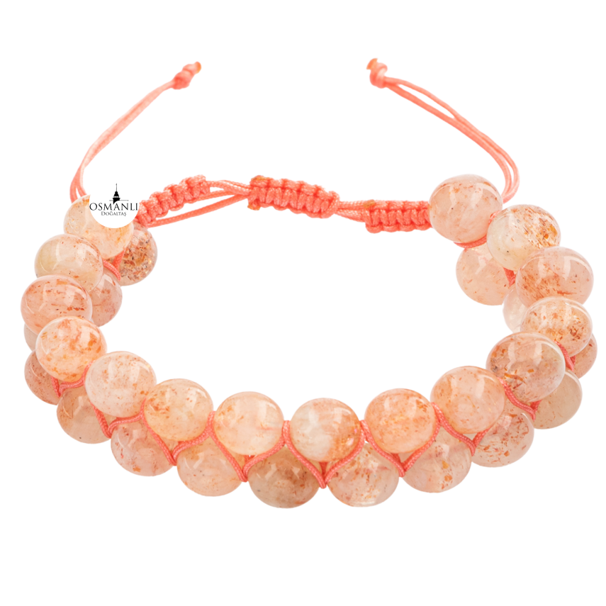 Güneş Taşı 8mm Çift Sıra Makrome Doğal Taş Bileklik - 2