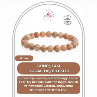 Güneş Taşı 8mm Doğal Taş Bileklik - 1