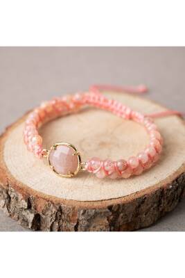 Güneş Taşı Doğal Taş Makrome Bileklik - Osmanlı Doğaltaş