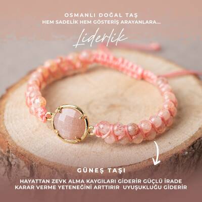 Güneş Taşı Doğal Taş Makrome Bileklik - Osmanlı Doğaltaş