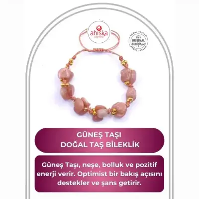 Güneş Taşı Doğal Taş Merdiven Kapama Naturel Kesim Bileklik - 1
