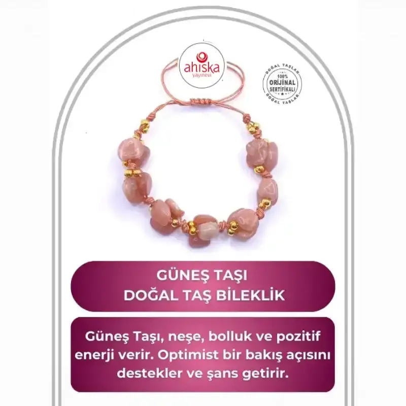 Güneş Taşı Doğal Taş Merdiven Kapama Naturel Kesim Bileklik - 1