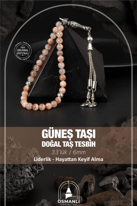 Güneş Taşı Doğal Taş Tesbih 33lük - 6mm - 1