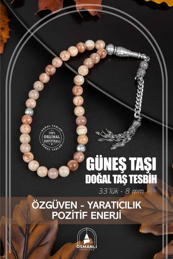 Güneş Taşı Doğal Taş Tesbih 33lük - 8mm - 1