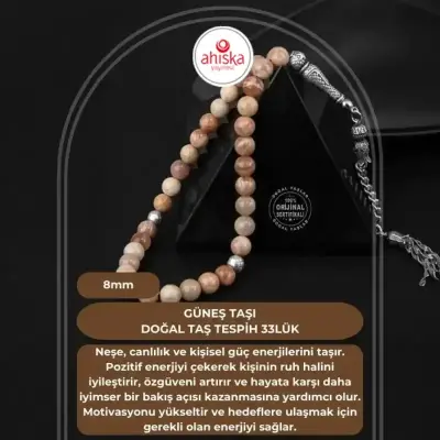 Güneş Taşı Doğal Taş Tesbih 33lük - 8mm - Doğal Taş (1)