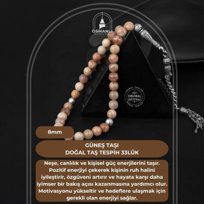 Güneş Taşı Doğal Taş Tesbih 33lük - 8mm - 2