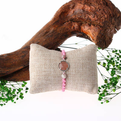 Güneş Taşı-Lepidolit Doğal Taş Makrome Örgü Bileklik - Osmanlı Doğaltaş