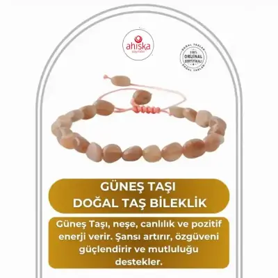 Güneş Taşı Natürel Kesim Doğal Taş Bileklik - 1