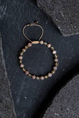 Güneş Taşı, Sitrin ve Hematit Doğal Taş Makrome Bileklik (SK:161) - Osmanlı Doğal Taş