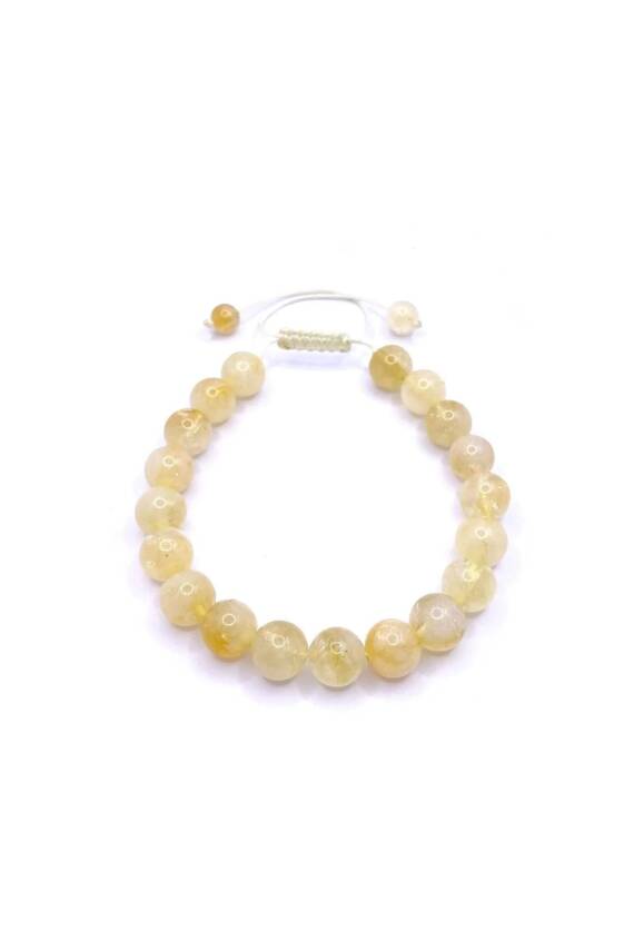 Hakiki Doğal Sertifikalı Sitrin Doğal Taş Merdiven Kapama İpli Bileklik 8mm - 3