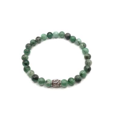 Hakiki Doğal Sertifikalı Zümrüt Doğal Taş Gümüş Aparatlı Misinalı Bileklik 6mm - Osmanlı Doğaltaş