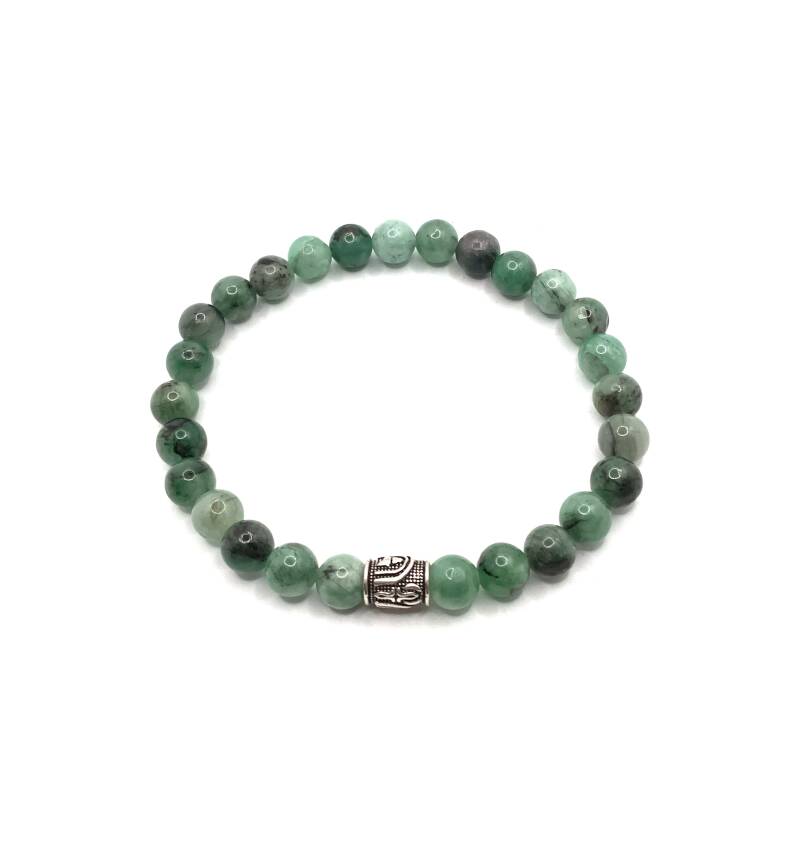 Hakiki Doğal Sertifikalı Zümrüt Doğal Taş Gümüş Aparatlı Misinalı Bileklik 6mm - 1