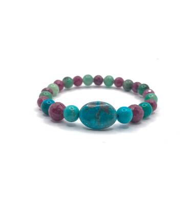 Hakiki Doğal Sertifikalı Zümrüt Doğal Taş Gümüş Aparatlı Misinalı Bileklik 6mm - 3