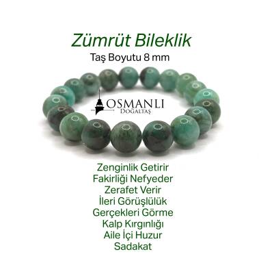 Hakiki Doğal Sertifikalı Zümrüt Doğal Taş Küçük Gümüş Aparatlı Misinalı Bileklik 6mm - 2