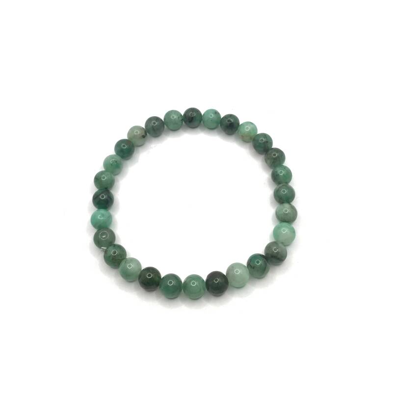 Hakiki Doğal Sertifikalı Zümrüt Doğal Taş Misinalı Bileklik 6mm - 2