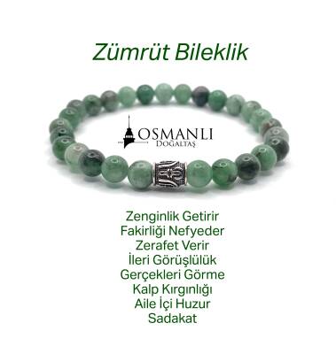 Hakiki Doğal Sertifikalı Zümrüt Doğal Taş Misinalı Bileklik 6mm - 3