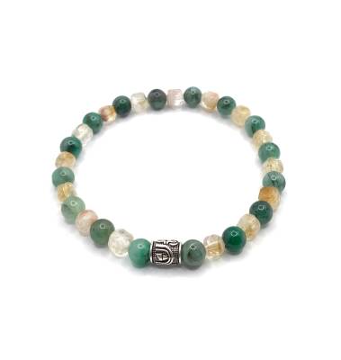 Hakiki Doğal Sertifikalı Zümrüt - Sitrin Doğal Taş Gümüş Aparatlı Misinalı Bileklik Fasetli 6mm - Osmanlı Doğaltaş