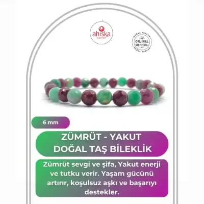 Hakiki Doğal Sertifikalı Zümrüt - Yakut Doğal Taş Misinalı Bileklik Fasetli 6mm - Doğal Taş (1)