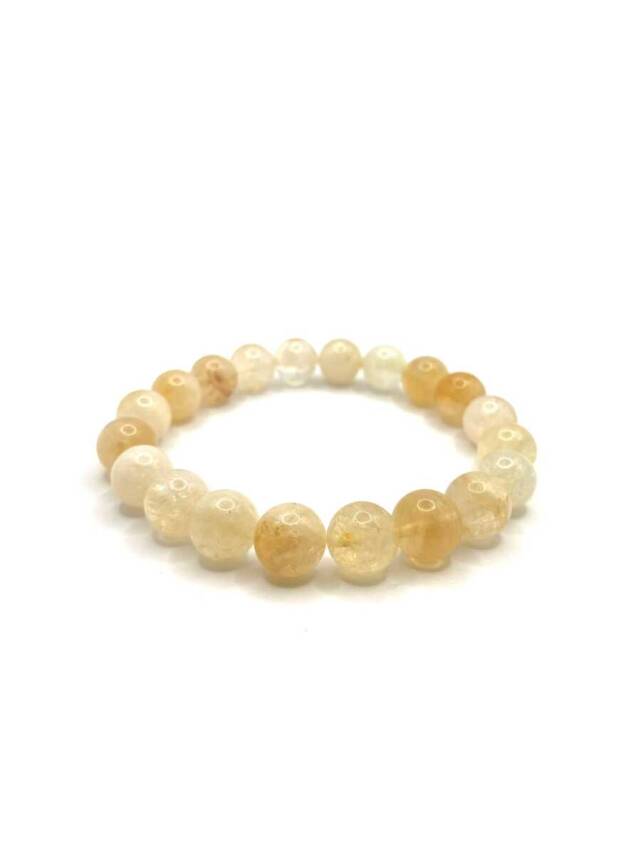 Hakiki Doğal Sitrin Doğal Taş Misinalı Bileklik 10mm - 3