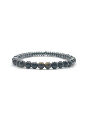 Hakiki Orijinal Sertifikalı 6mm Obsidyen - Hematit Doğal Taş Misinalı Bileklik - Doğal Taş (1)