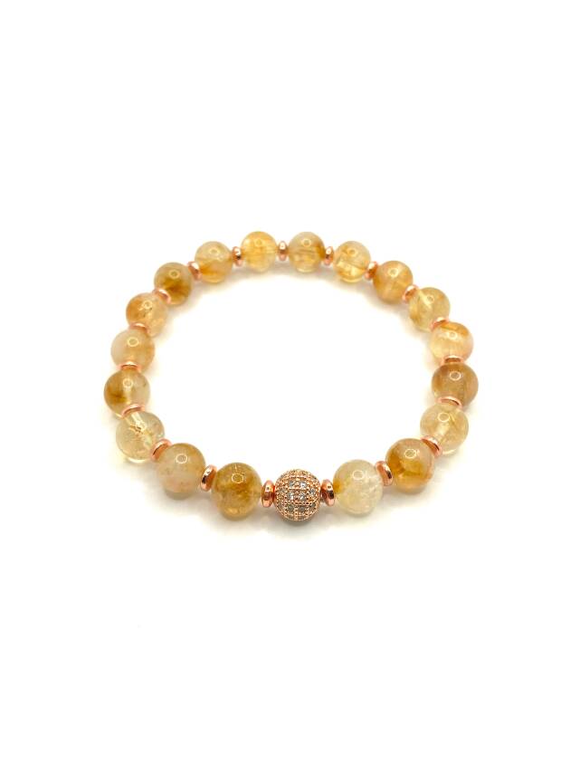 Hakiki Orijinal Sertifikalı Sitrin - Hematit Doğal Taş Bileklik Zirkon Aparatlı 8 mm - 2