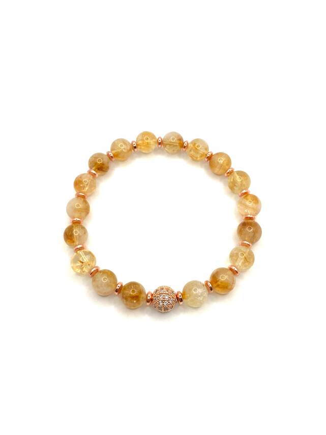 Hakiki Orijinal Sertifikalı Sitrin - Hematit Doğal Taş Bileklik Zirkon Aparatlı 8 mm - 3