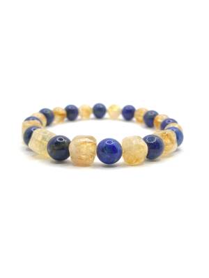 Hakiki Orijinal Sertifikalı Sitrin - Lapis Doğal Taş Bileklik 8mm - Osmanlı Doğaltaş