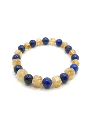 Hakiki Orijinal Sertifikalı Sitrin - Lapis Doğal Taş Bileklik 8mm - 2