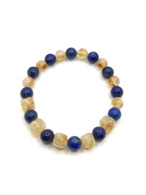 Hakiki Orijinal Sertifikalı Sitrin - Lapis Doğal Taş Bileklik 8mm - 3