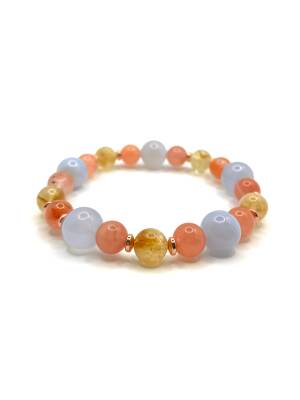 Hakiki Orijinal Sertifikalı Sitrin - Yemen Akiği - Kalsedon - Hematit Doğal Taş Misinalı Bileklik - 2