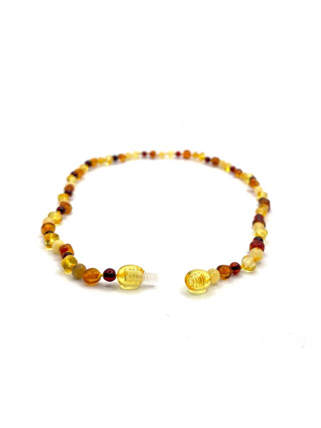 Hakiki Sertifikalı Çocuk Kehribar İpli Kopmaz Kolye 4-6 Yaş Kırmızı Turuncu Sarı Kehribar Doğal Taş - 2