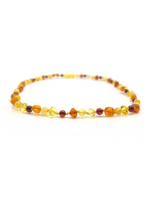 Hakiki Sertifikalı Çocuk Kehribar İpli Kopmaz Kolye 4-6 Yaş Kırmızı Turuncu Sarı Kehribar Doğal Taş - 4