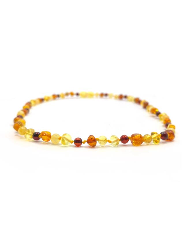 Hakiki Sertifikalı Çocuk Kehribar İpli Kopmaz Kolye 4-6 Yaş Kırmızı Turuncu Sarı Kehribar Doğal Taş - 4