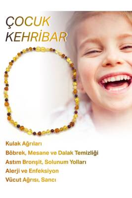 Hakiki Sertifikalı Çocuk Kehribar İpli Kopmaz Kolye 4-6 Yaş Kırmızı Turuncu Sarı Kehribar Doğal Taş - Osmanlı Doğaltaş