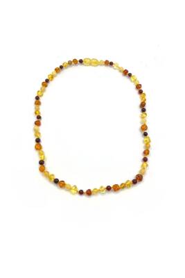 Hakiki Sertifikalı Çocuk Kehribar İpli Kopmaz Kolye 4-6 Yaş Kırmızı Turuncu Sarı Kehribar Doğal Taş - 2