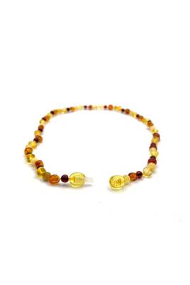 Hakiki Sertifikalı Çocuk Kehribar İpli Kopmaz Kolye 4-6 Yaş Kırmızı Turuncu Sarı Kehribar Doğal Taş - 3