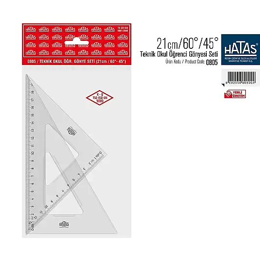 Hatas Teknik Gönye Seti 21 cm 60-45 - 2