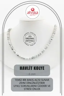 Havlit 6 mm Dizi Doğal Taş Kolye - 1