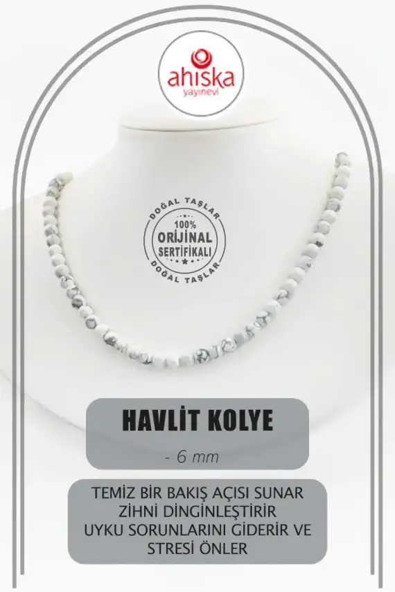 Havlit 6 mm Dizi Doğal Taş Kolye - 1